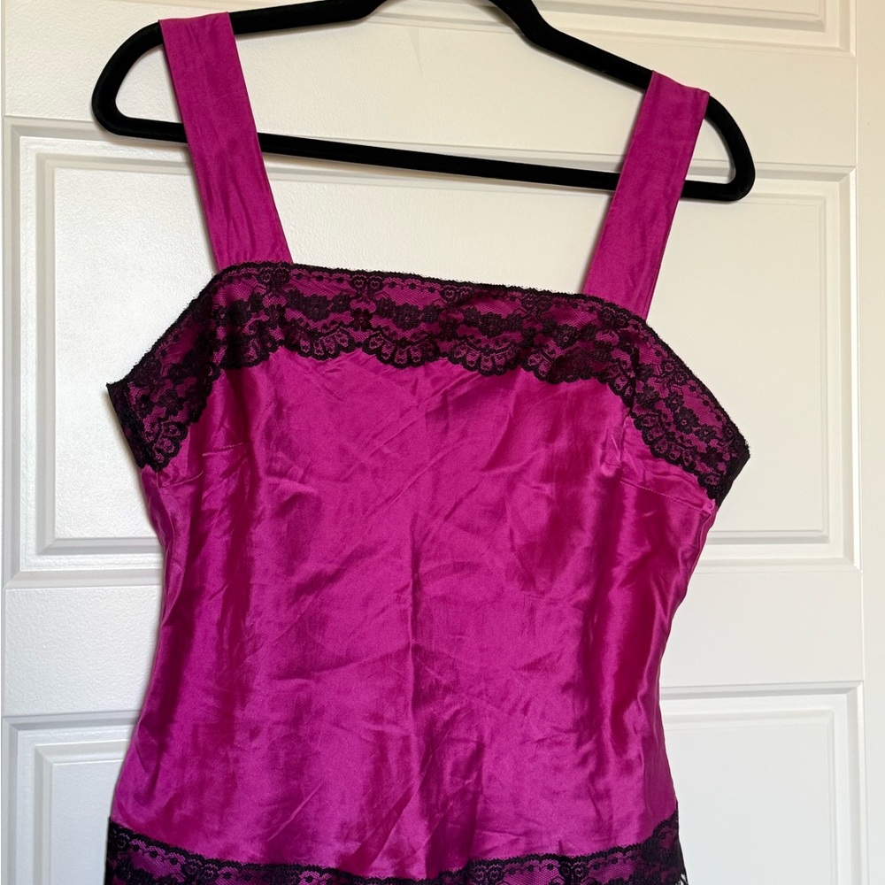 Elegant Magenta and Black Lace Chemise
